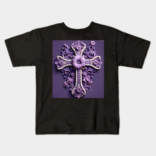 Beautiful Purple Filigree Cross Kids T-Shirt